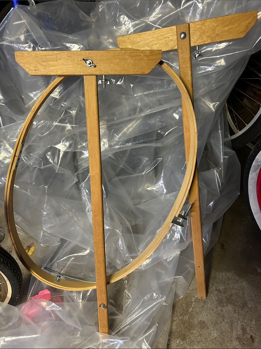 Natural Wood Hoop Display Stand - Light Wood Finish